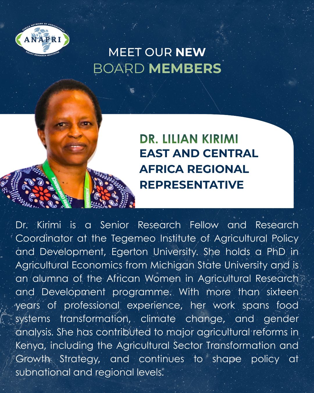 Dr. Lilian Kirimi Appointed to the ANAPRI Board
